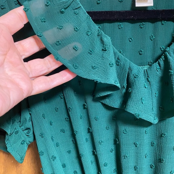 MONTEAU LA GREEN FLOUNCE LINED DRESS W/TIE WAIST  - SIZE XS - Picture 3 of 9